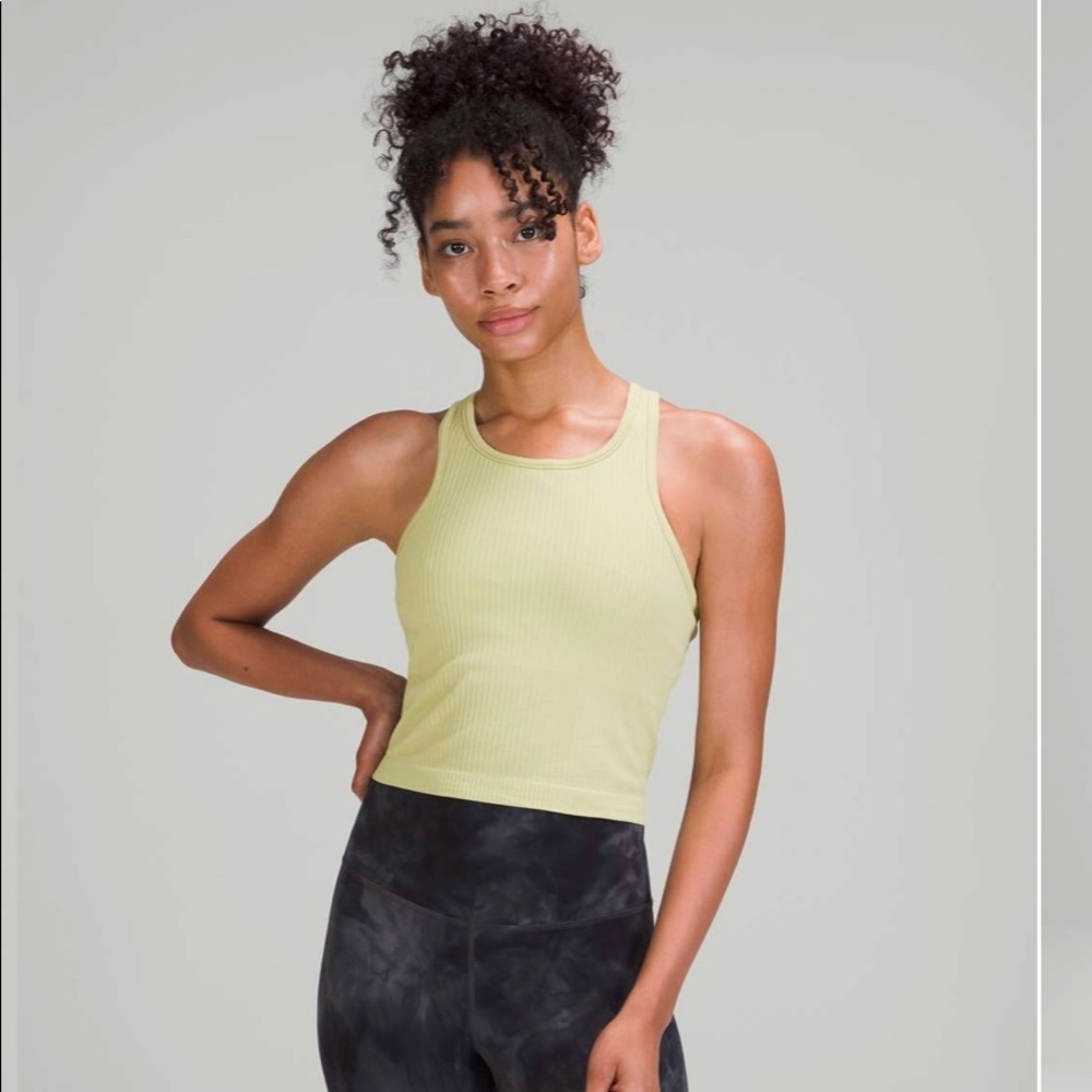 Lululemon Ebb To Street Racerback Crop Tank Top - Dew Green Size 10